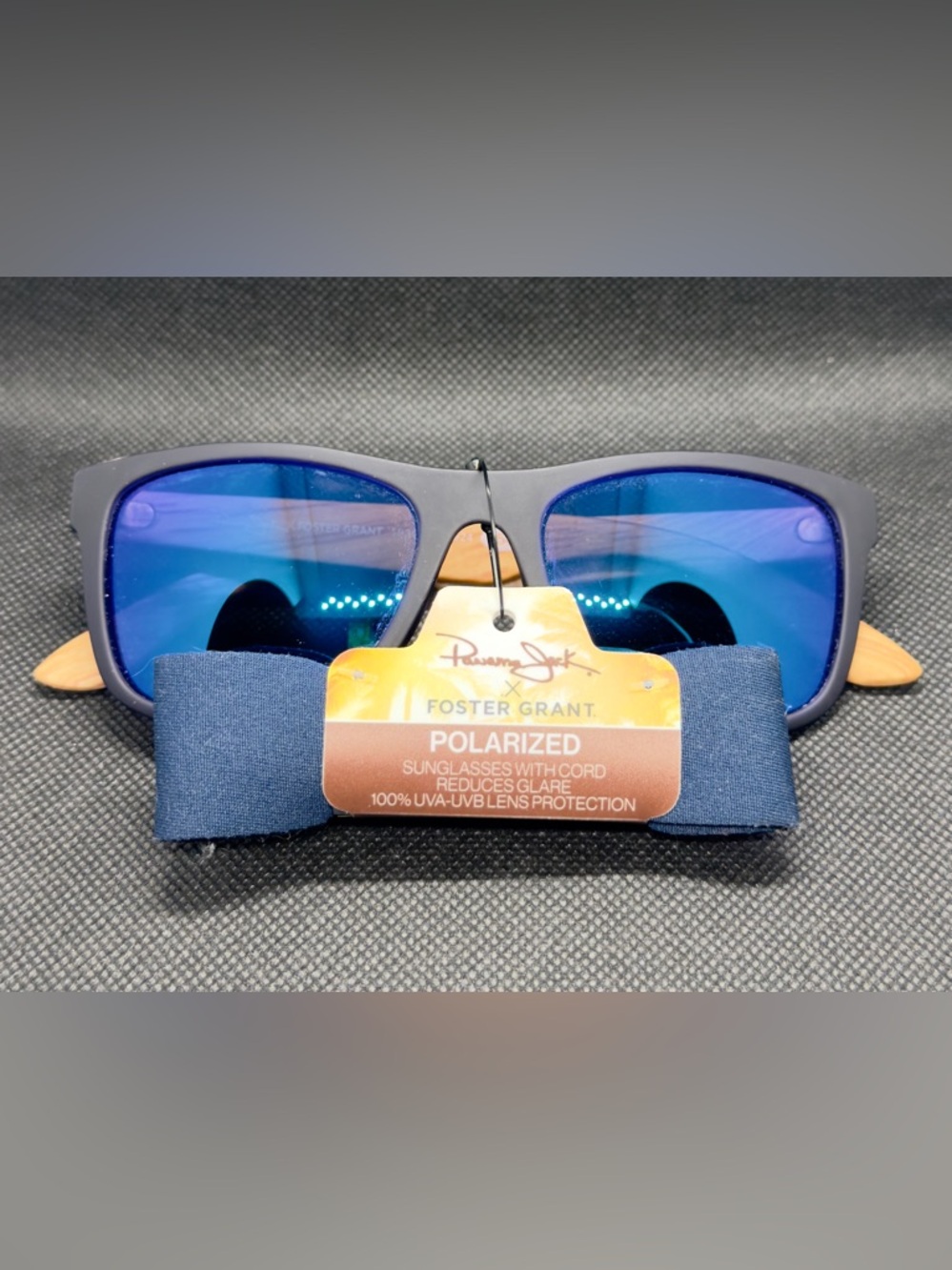 Panama Jack x Foster Grant Polarized Sunglasses - Wood Grain Arms & Blue Mirror